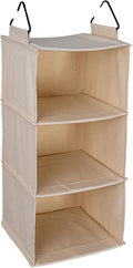 Household Essentials Cedarline 3-Shelf Hanging Closet Organizer, Heavy-Duty Cotton Canvas, Natural