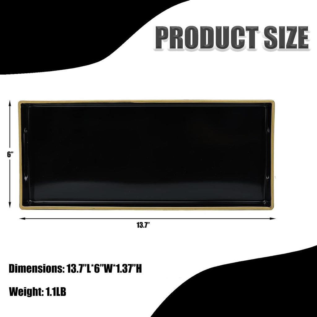 Black Vanity Tray with Handles, 5.9"*13.7"