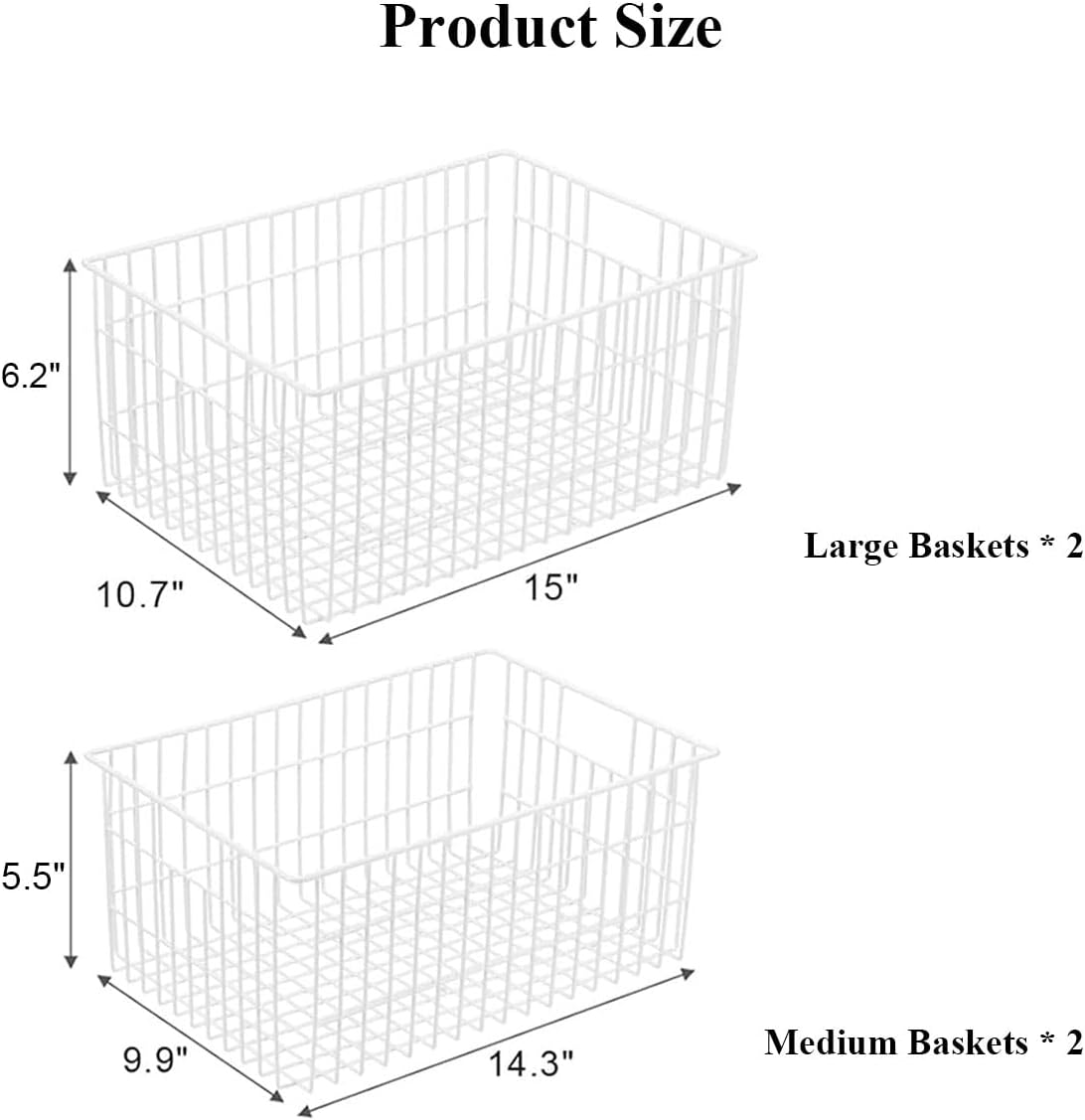 Orgneas Upright Freezer Organizer Bins Metal Wire Storage Container Basket