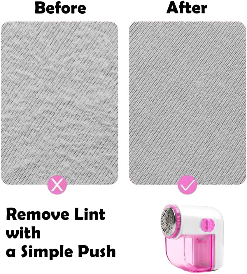 Fabric Shaver, Lint Remover for Clothes (Pink and White)