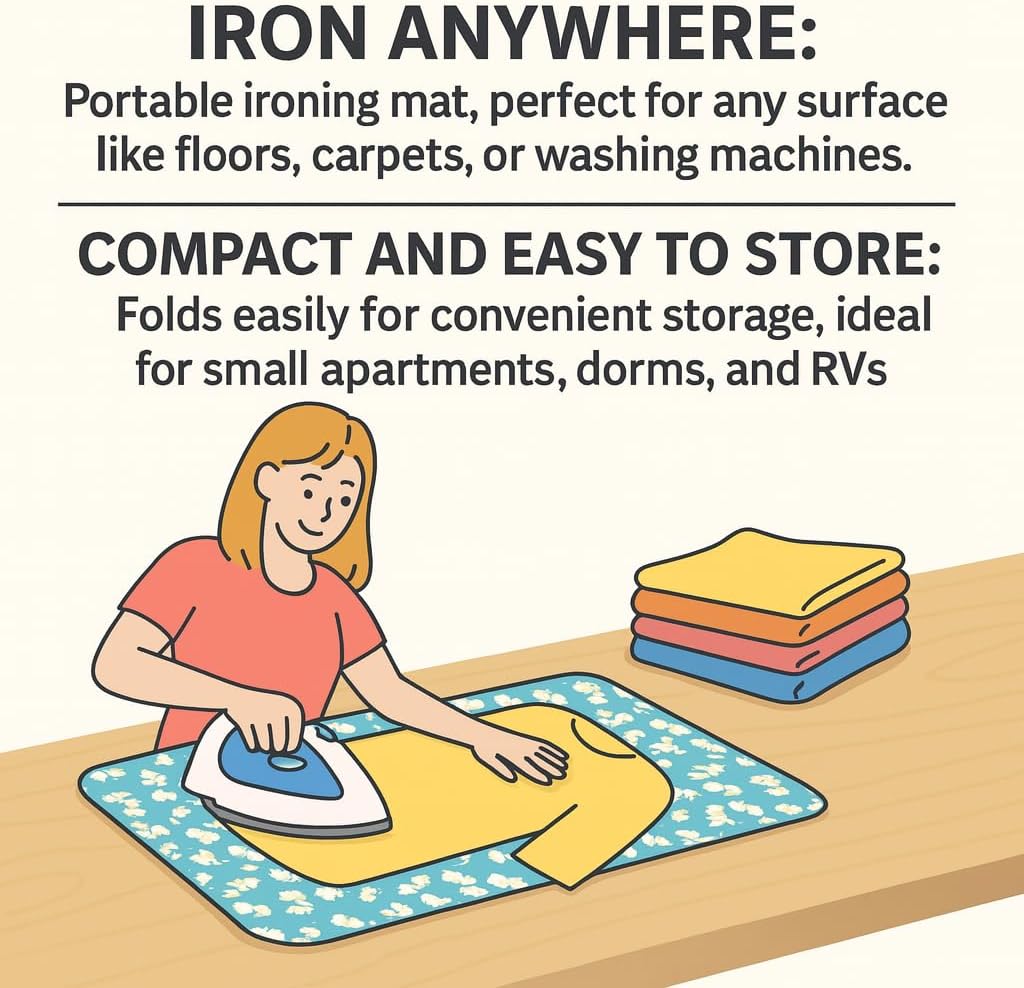 Iron Anywhere Ironing Mat 18x31 Foldable Quilted Heat Resistant Pad