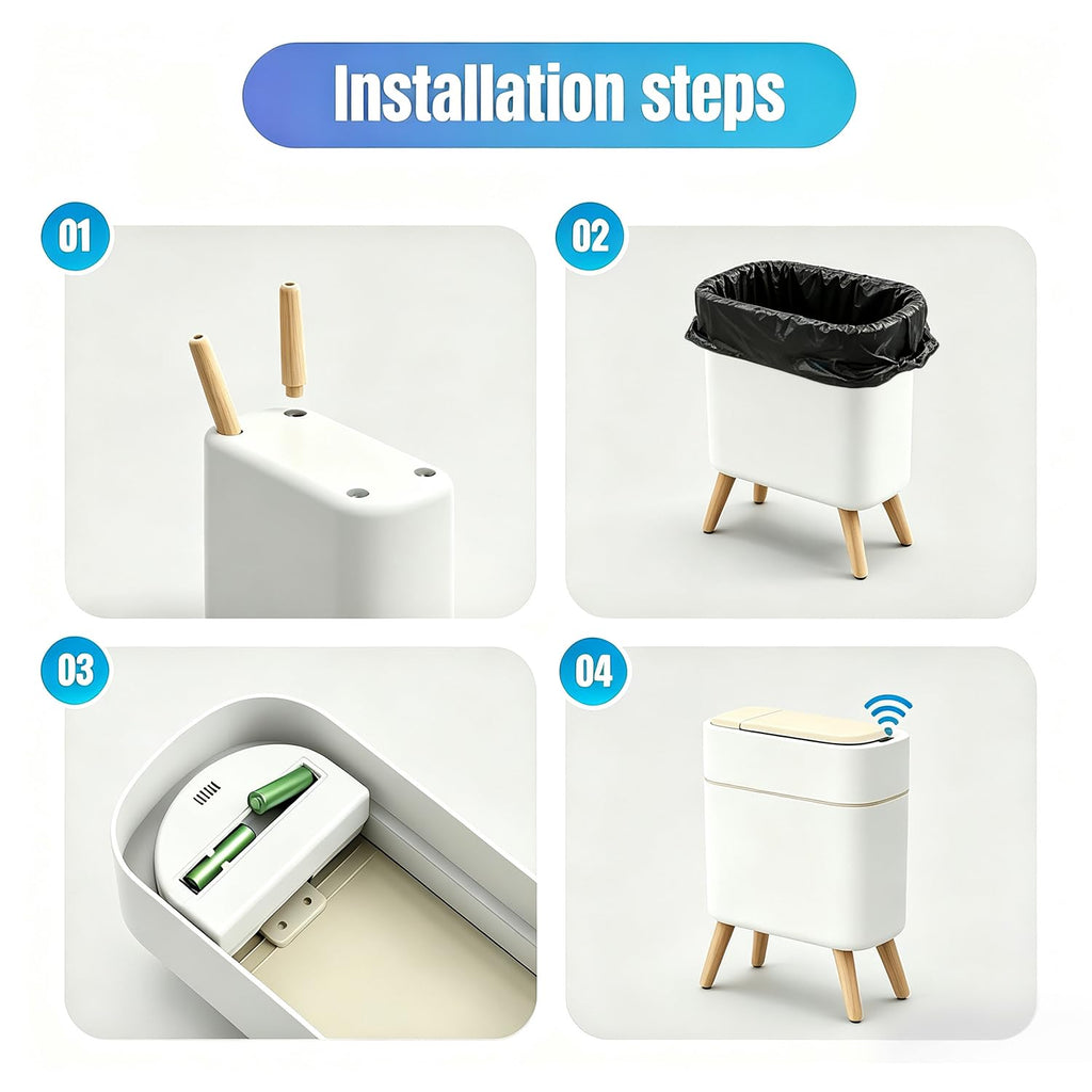 Yatmung Motion Sensor Bathroom Trash Can with Lid - 2.5 Gal Smart Trash Bin