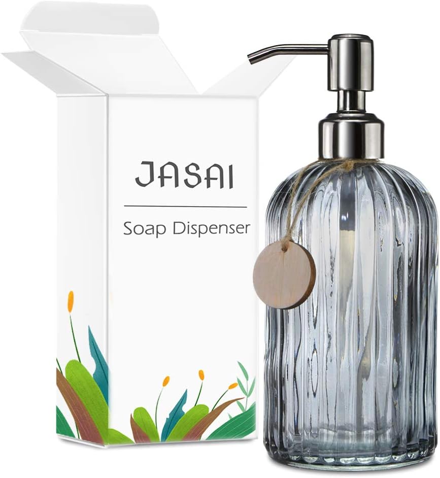 JASAI 18 Oz Kitchen Soap Dispenser with 304 Rust Proof Stainless Steel Pump