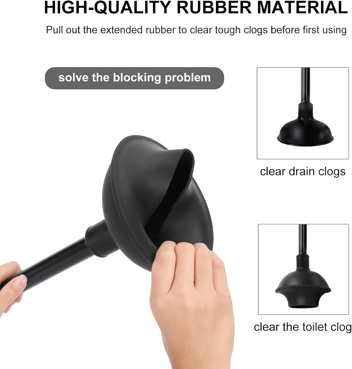 SetSail Toilet Brush and Plunger Set, Semi-Hidden Toilet Plungers, Black