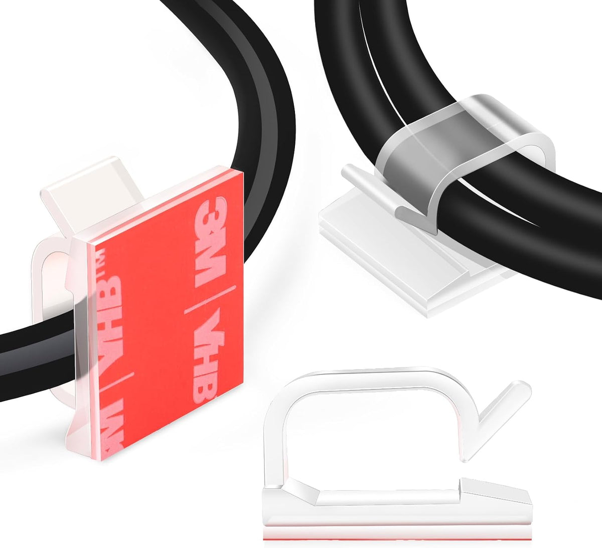 XHF 120PCS 5/8” Clear Adhesive Cable Wire Wall Light Clips, Cord Holder
