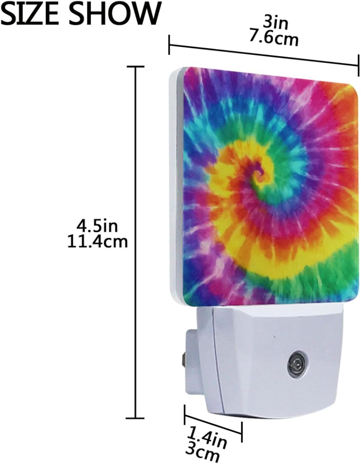 Vdsrup Tie Dye Night Light Set of 2 Rainbow Spiral Plug in LED Nightlights Auto Dusk-to-Dawn Sensor Lamp for Bedroom Bathroom Kitchen Hallway Stairs