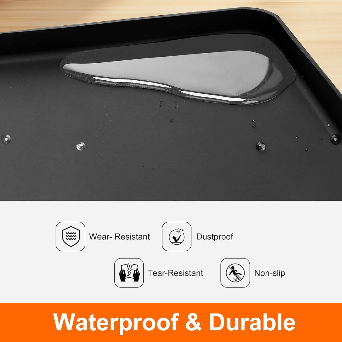 Water Cooler Mat, 24x16x0.8 Inch Non-Slip Thick Under Water Dispenser Silicone Mat With Raised Edges, Leak-Proof Air Conditioner Drip Pan For Carpet Floor Protection, Black