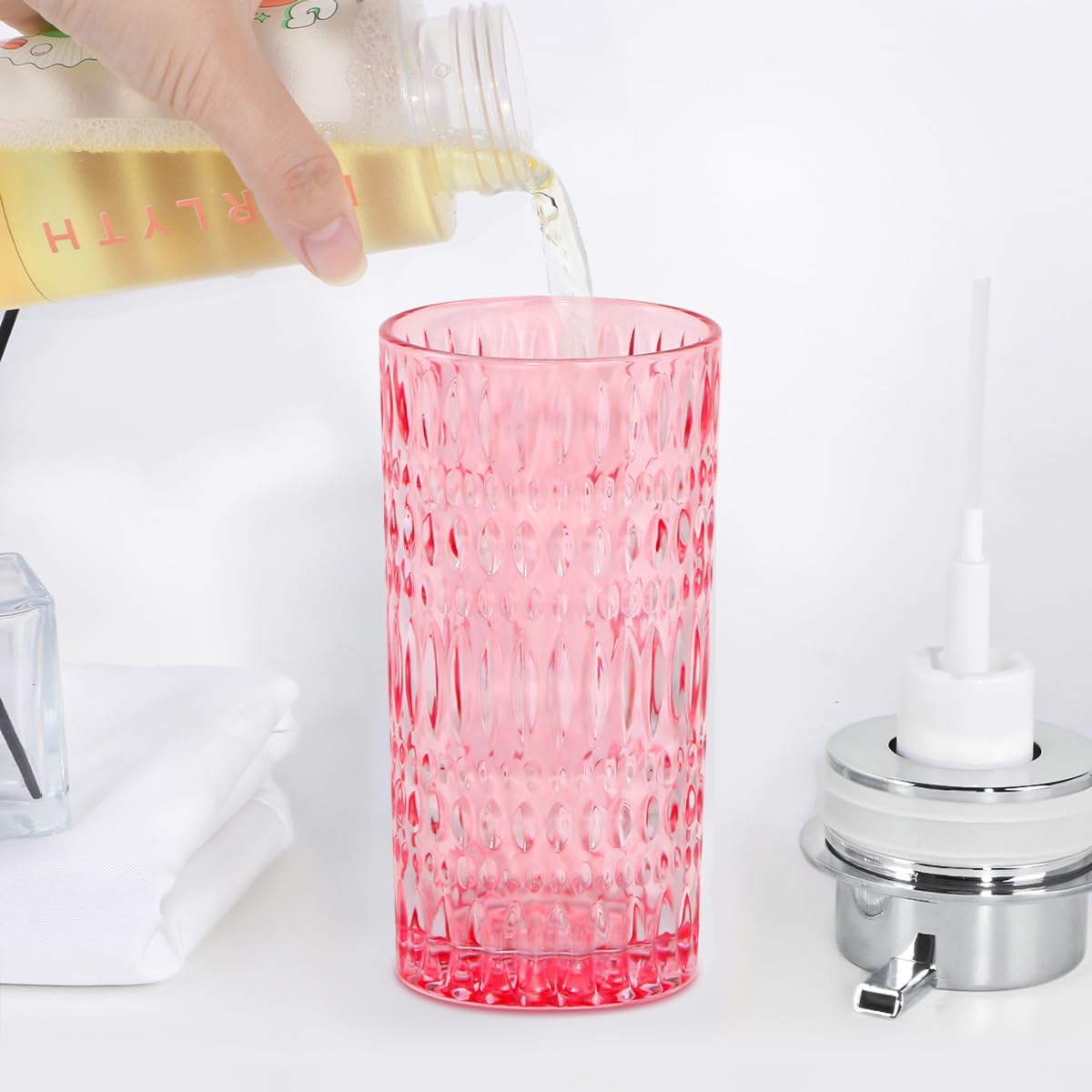 Pink Glass Foaming Soap Dispenser