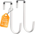 Over The Door Hooks 2 Pack – Heavy Duty Door Hanger Hooks for Hanging Towels, Bags, Robes, Clothes – No Drilling Over Door Hook, Dorm Essentials, Towel Racks for Bathroom, Bedroom, Closet
