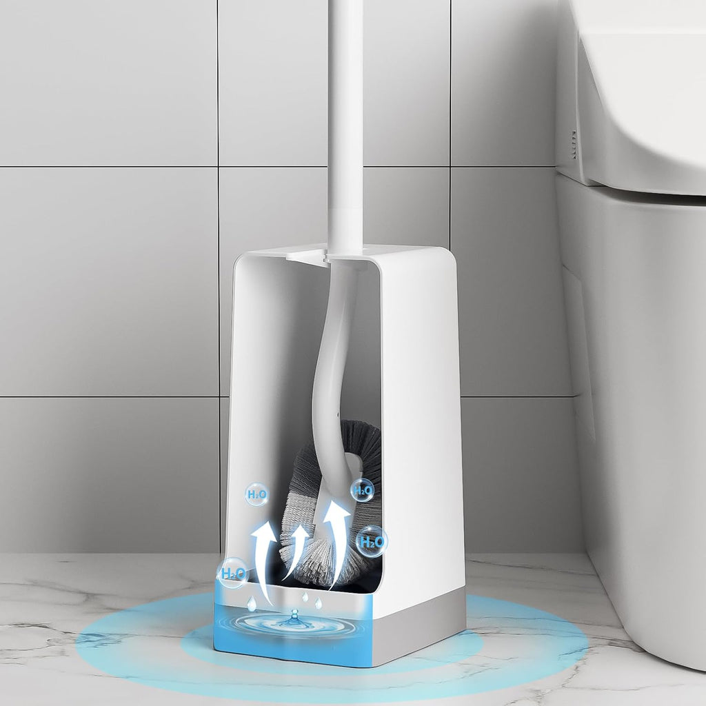 Marbrasse Bathroom Toilet Bowl Brush and Holder, Curved Design Dismount Toilet Brush for Deep Cleaning Under Rim, Best Toilet Brush Set, CompactToilet BowlCleaner Brush for Bathroom, 1 Pack