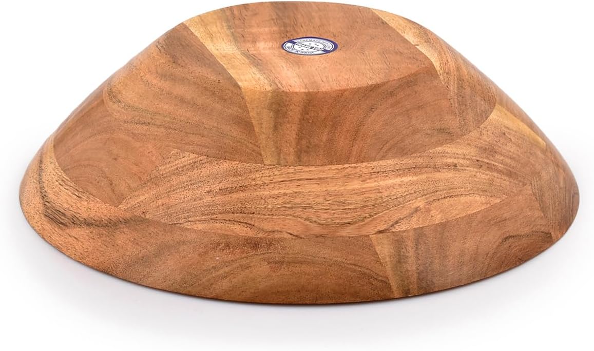 Kimona Fruit Bowl for Kitchen Counter, Vintage Wooden Fruit Bowl/Stand for Kitchen countertop Décor (10" X 10" X 3")