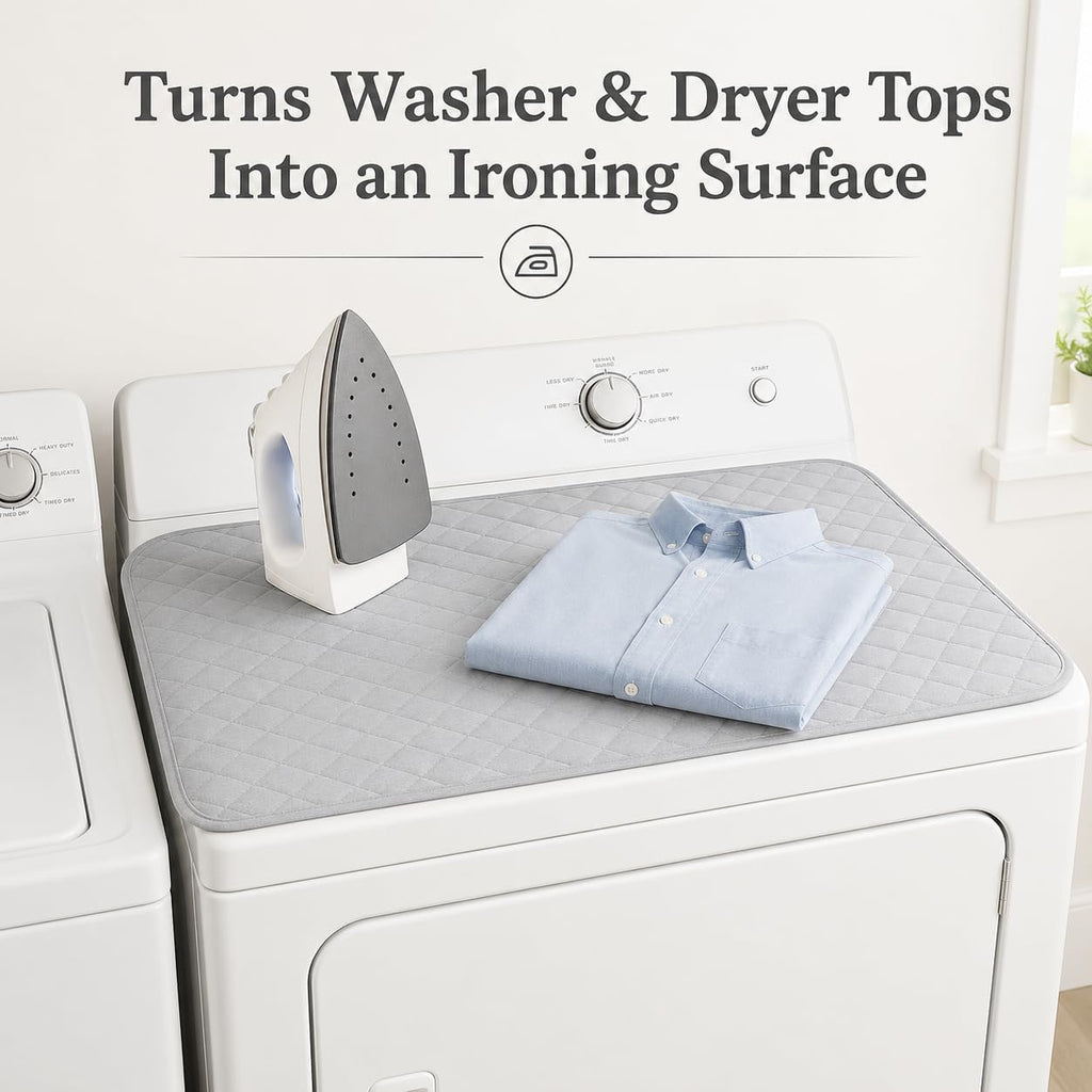 Magnetic Ironing Mat for Washer Dryer, 18 x 31 Inch Quilted Ironing Pad