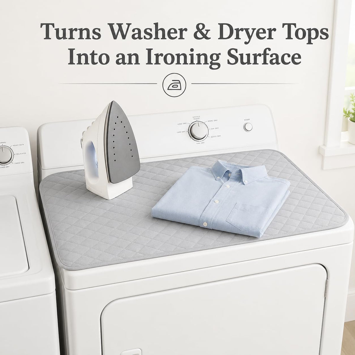 Magnetic Ironing Mat for Washer Dryer, 18 x 31 Inch Quilted Ironing Pad