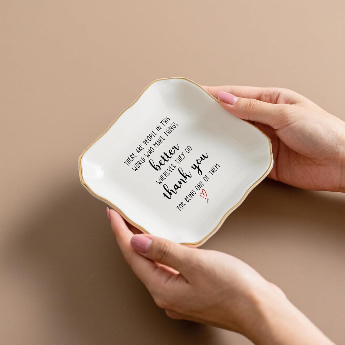 Thank You Gifts for Woman, Ceramic Jewelry Dish Tray, Trinket Dish, Appreciation Inspirational Farewell Birthday Gifts for Women Coworker Employee Teacher Nurse Friends