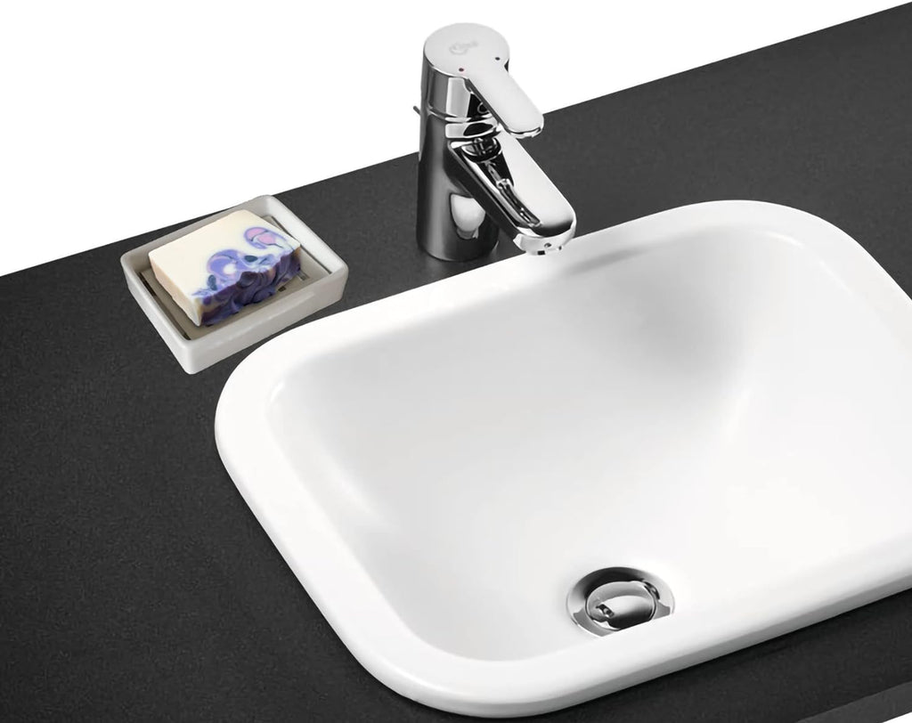 Ceramic Soap Dish Stainless Steel Soap Holder for Bathroom and Shower