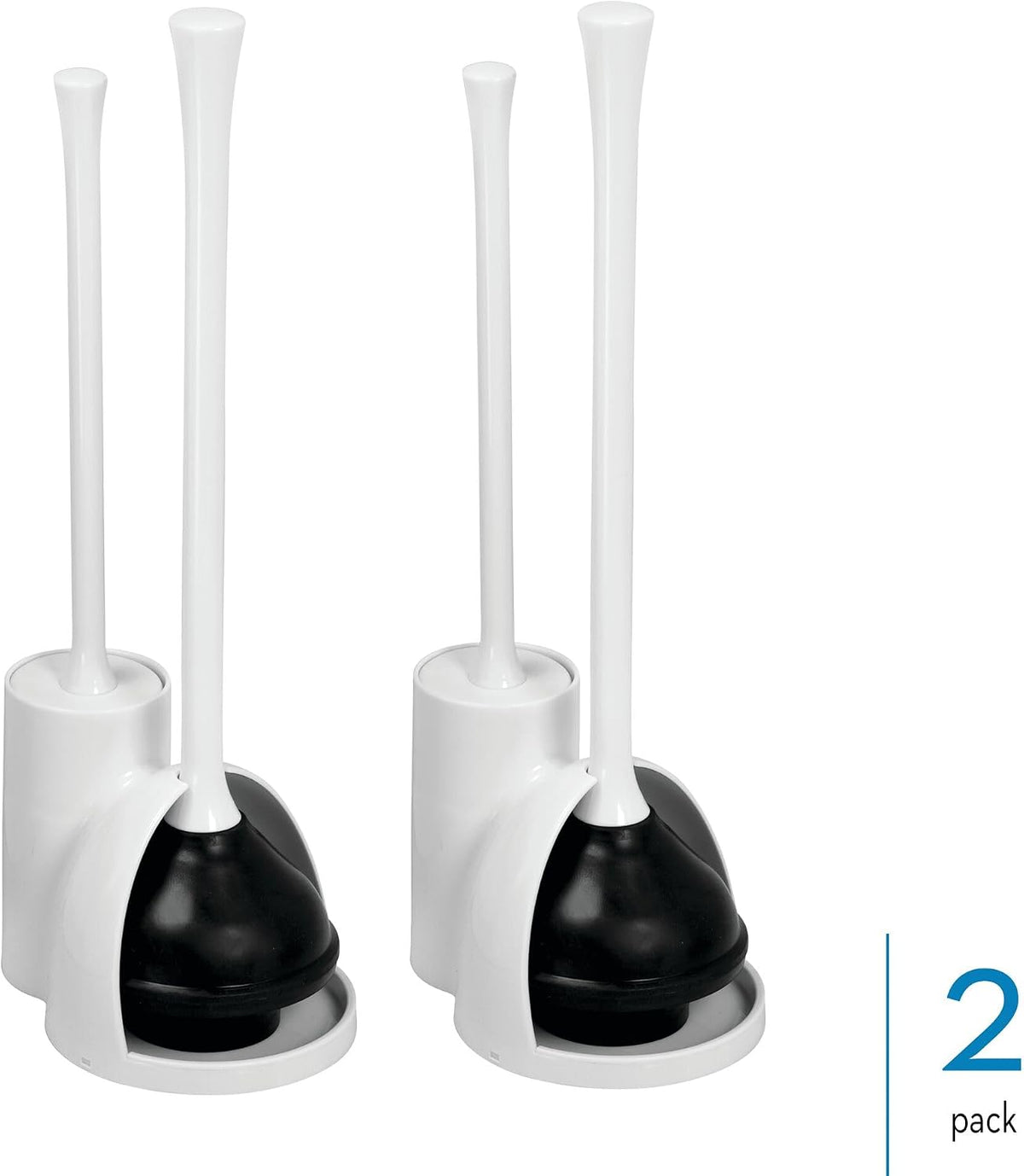 iDesign Compact Plunger Set, White, Set of 2