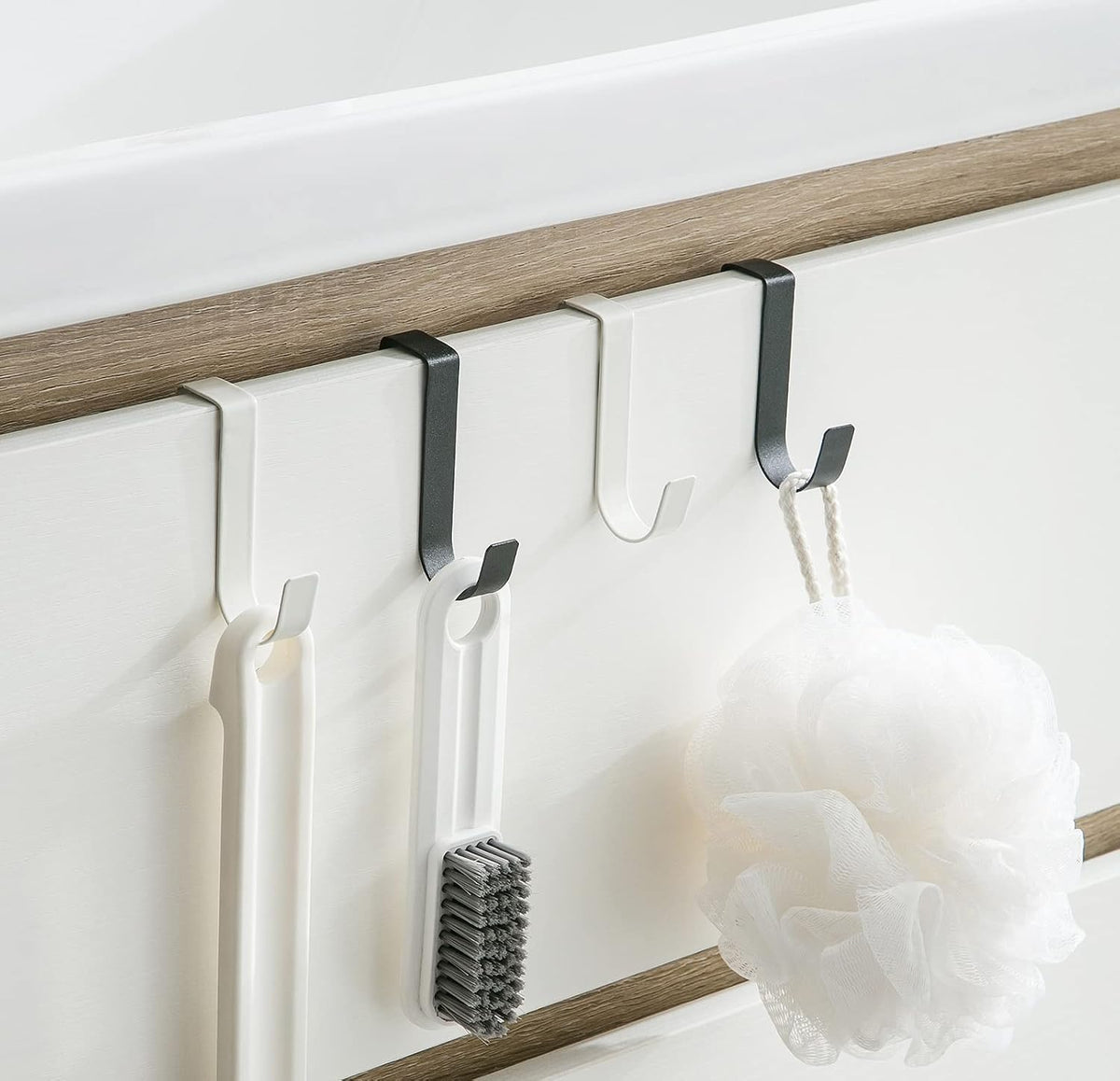 eywlwaar Over The Cabinet Door Single Hooks 10 Pack (10P-Black)