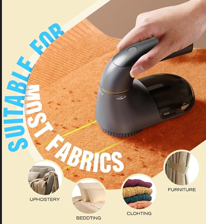 POPCHOSE Fabric Lint Shaver, 6-Leaf Blades & 2 Speed, 2000mAh Rechargeable