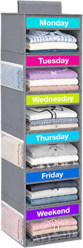6-Shelf Weekly Clothes Organizer for Kids Days of The Week Outfit(Grey)