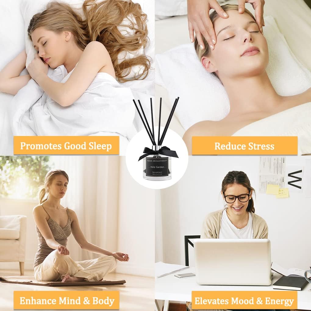 Reed Diffuser Set,Gardenia Reed Diffuser Gifts for Women,3.4oz(100ml) Reed Diffuser with Sticks, Home Fragrance Reed Diffuser for Living Room, Office & Bathroom Shelf