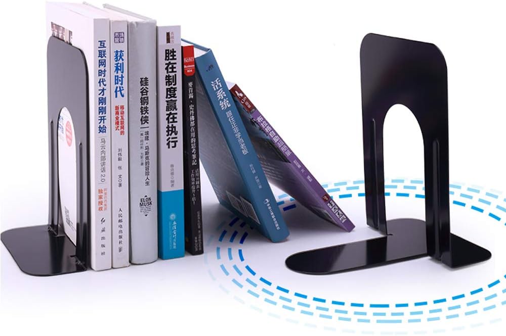 Book Ends, Metal BookEnds Heavy Duty bookend (Black 10 Pair)