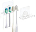 Adhesive Toothbrush Holders 2 Pack,4 Slots for Family, Clear