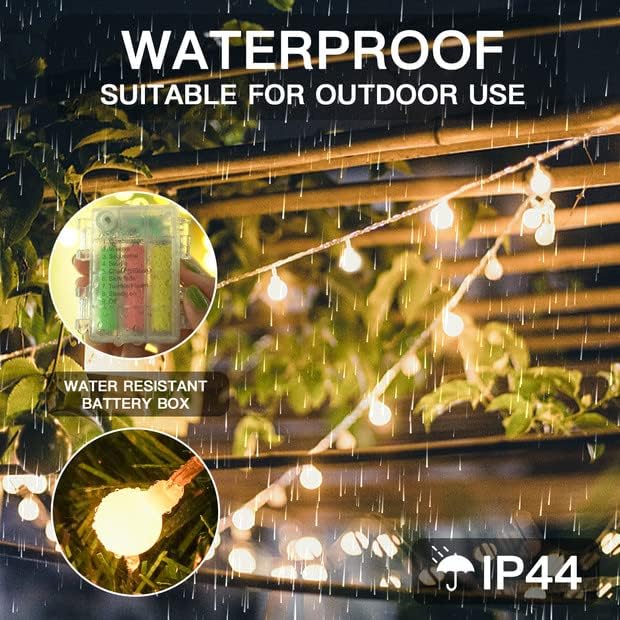 suddus 50 LED Globe String Lights Battery Operated with Remote Warm White