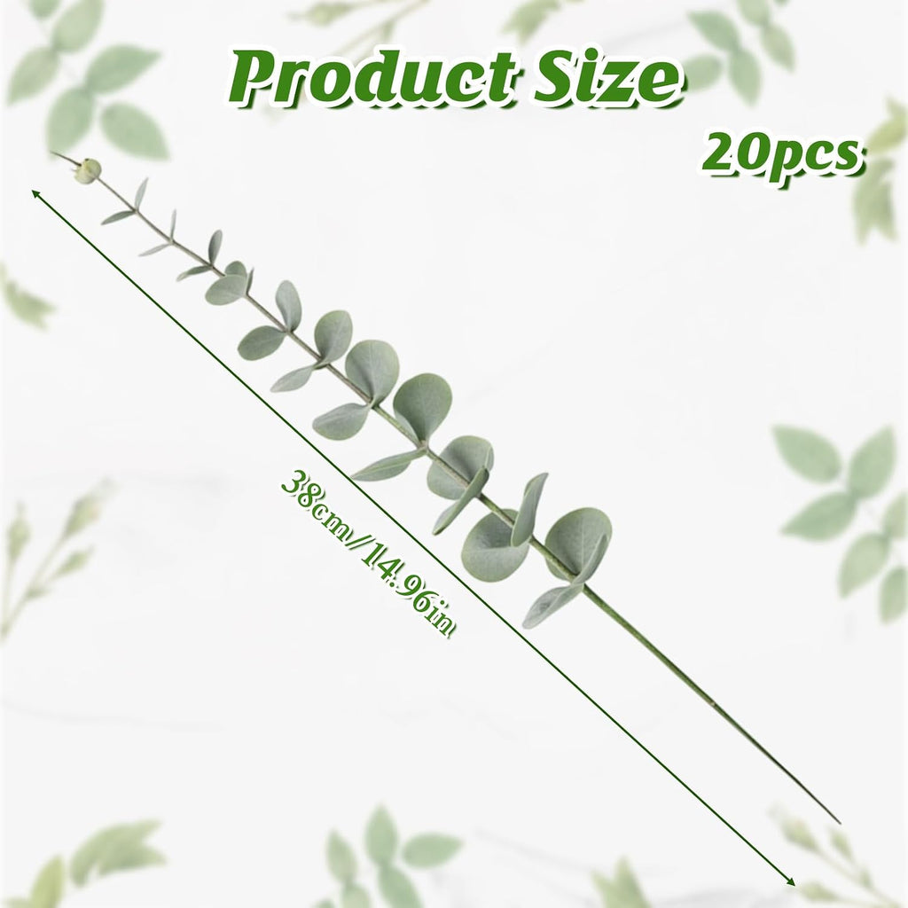 KALIONE 20 Pcs Eucalyptus Stems Artificial Flowers, Artificial Flowers for Decoration, Greenery for Vase, Faux Eucalyptus Stems for Home Office Flowers Bouquet Centerpiece Wedding Decoration
