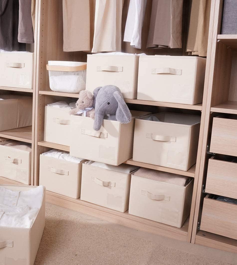 Fabric Storage Bins 10.6 x 10.6 x 11 Storage Cubes 1 Pack Warm Beige