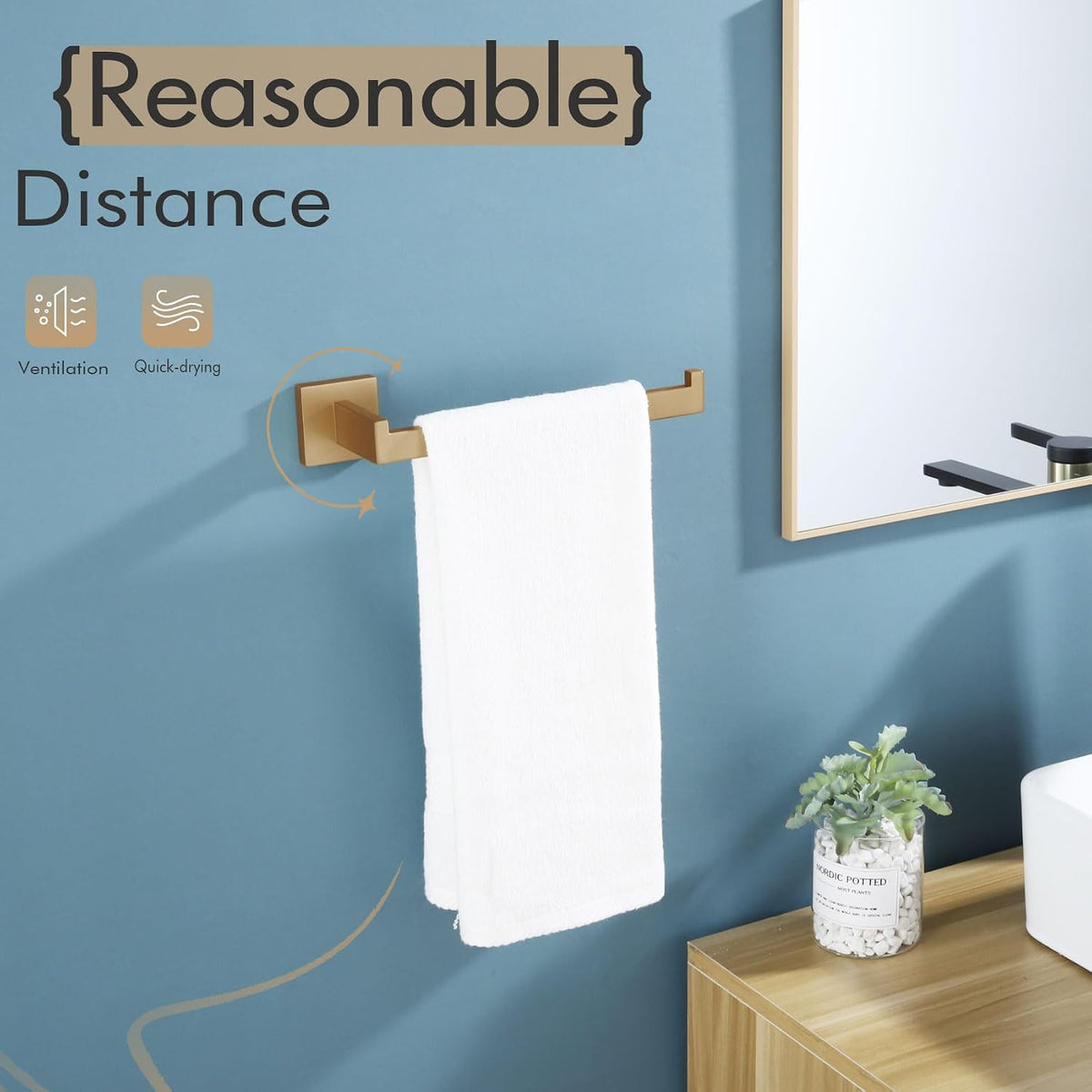 KOKOSIRI Towel Bar for Bathroom Wall Mount 9'' Hand Towel Holder T-304 Stainless Steel Bath Kitchen Accessories, Champagne Bronze B3003CPG