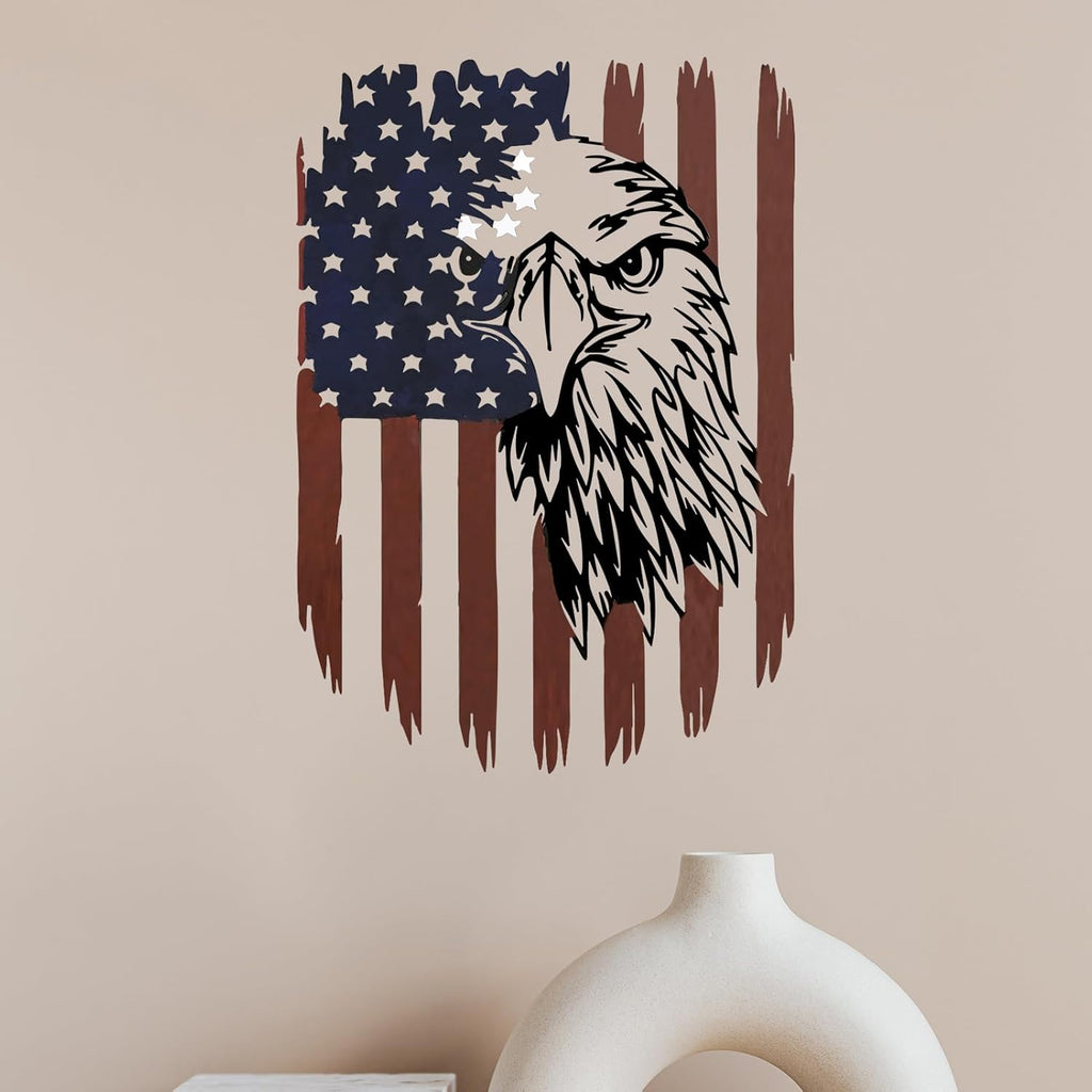 4th of July Decorations Patriotic Decor American Eagle Metal Wall Art American Flag Wall Decor Independence Day Decorations Metal Wall Decor For Home Office Living Room Indoor Outdoor ( colorful 11.2 x 16.6 In )