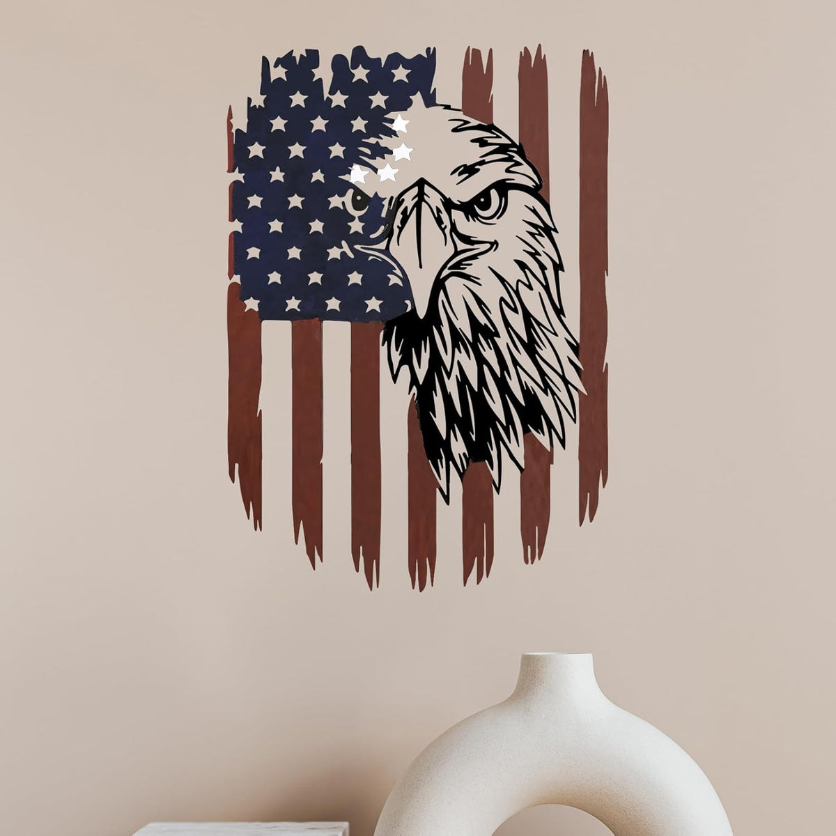 4th of July Decorations Patriotic Decor American Eagle Metal Wall Art American Flag Wall Decor Independence Day Decorations Metal Wall Decor For Home Office Living Room Indoor Outdoor ( colorful 11.2 x 16.6 In )
