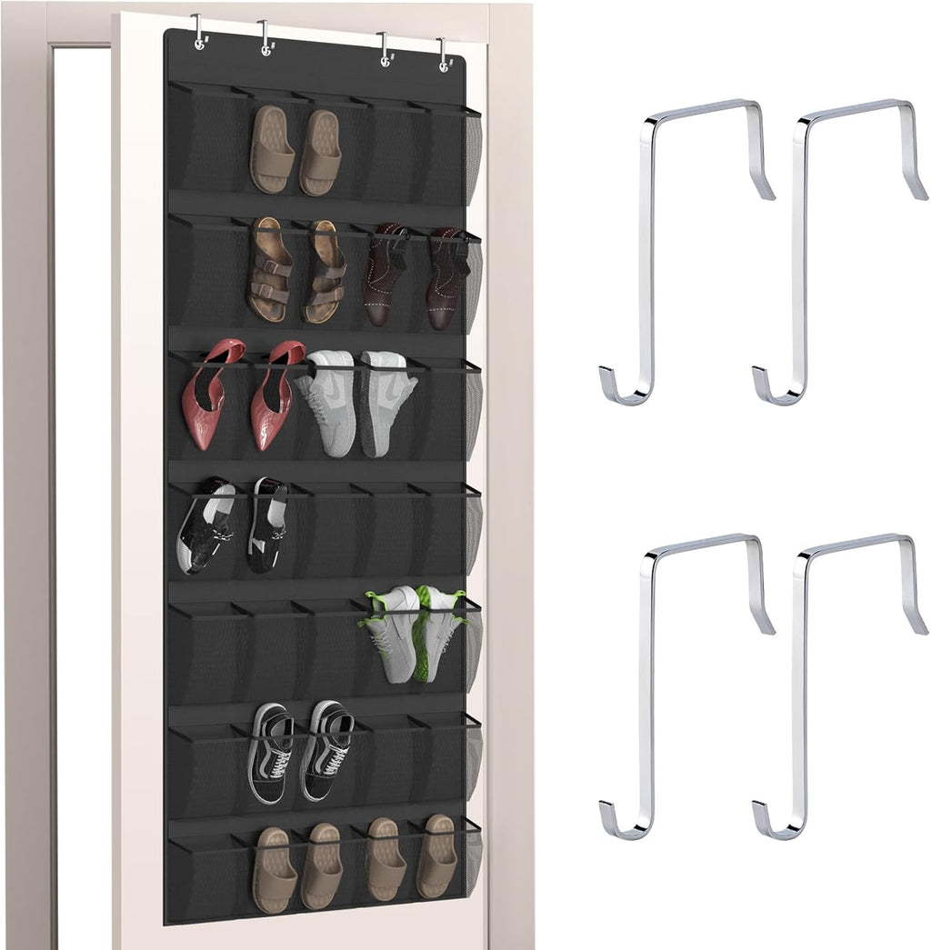 Aisoso 35 Mesh Pockets Hanging Over the Door Shoe Organizer, Black