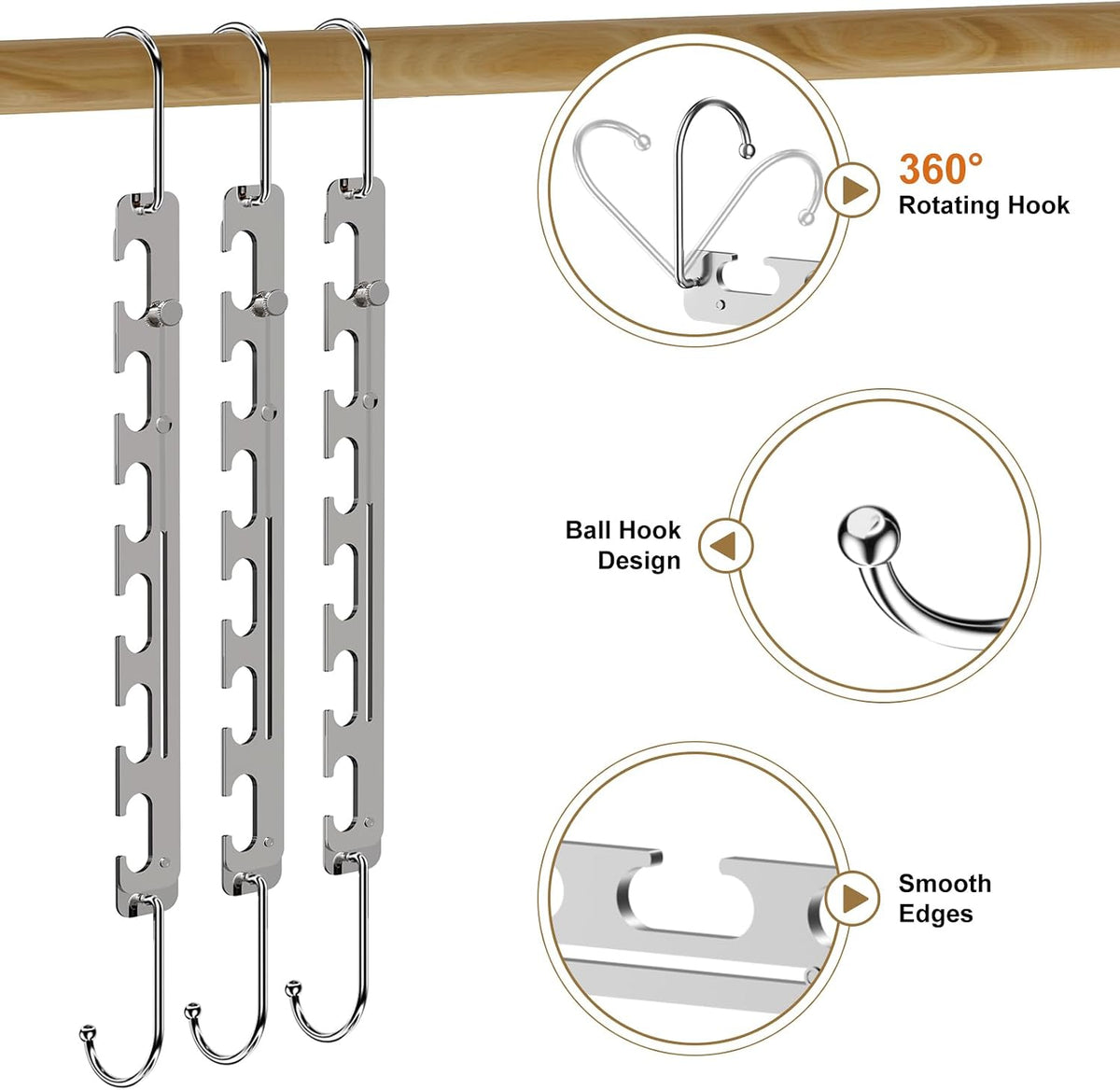 Sindax Space Saving Hangers Telescopic, 6 Holes Clothes Hangers Adjustment to 9 Holes, Upgraded Sturdy Metal Clothes Hangers Space Saving for Heavy Clothes, Closet Organizers and Storage - 5 Pack