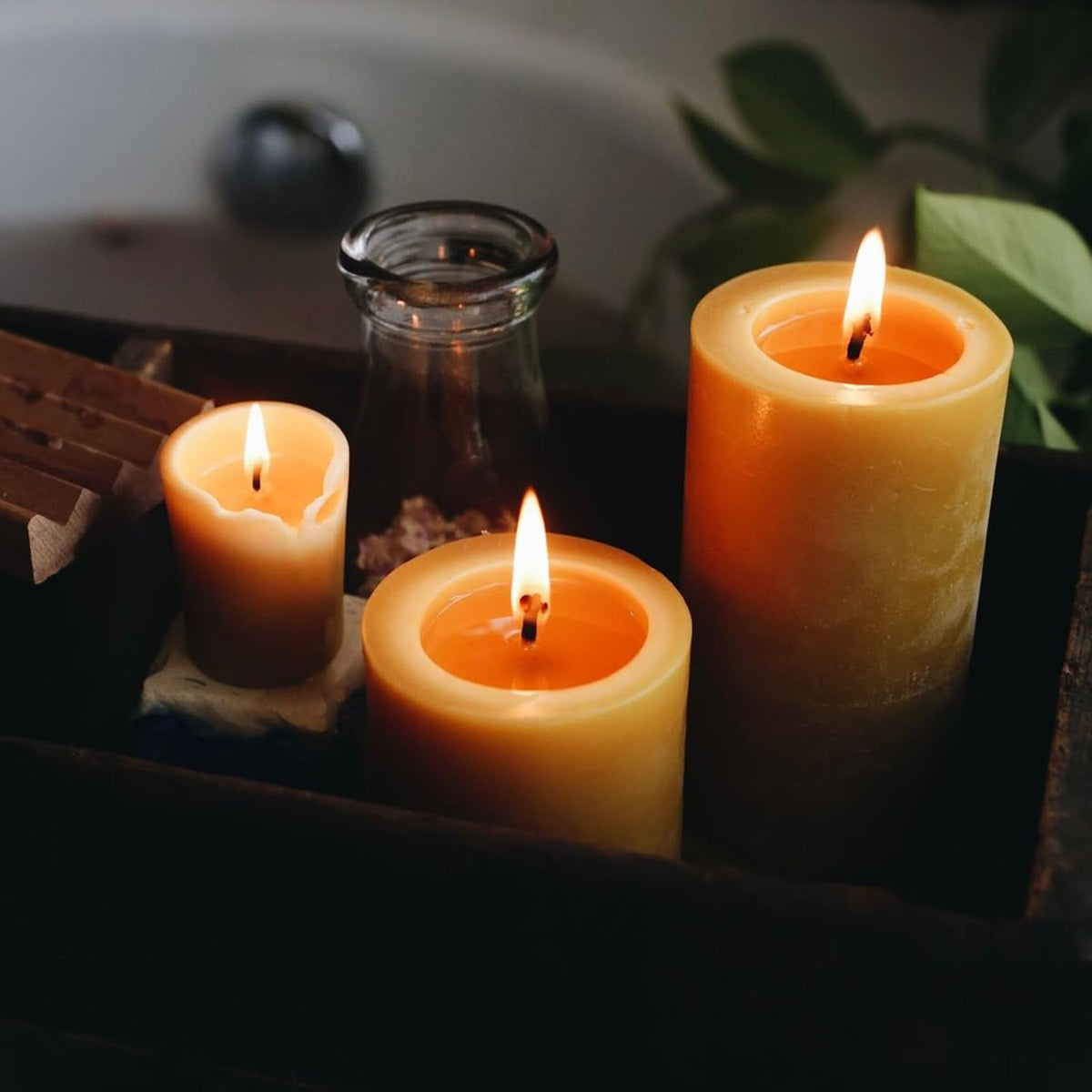 Beeswax Candles Set of 6, Non Toxic Natural Pillar Candle Bulk