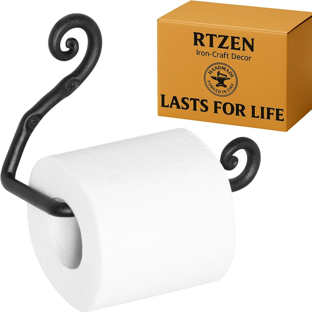 RTZEN Bathroom Toilet Paper Holder Handcrafted Wrought Iron Home Decor