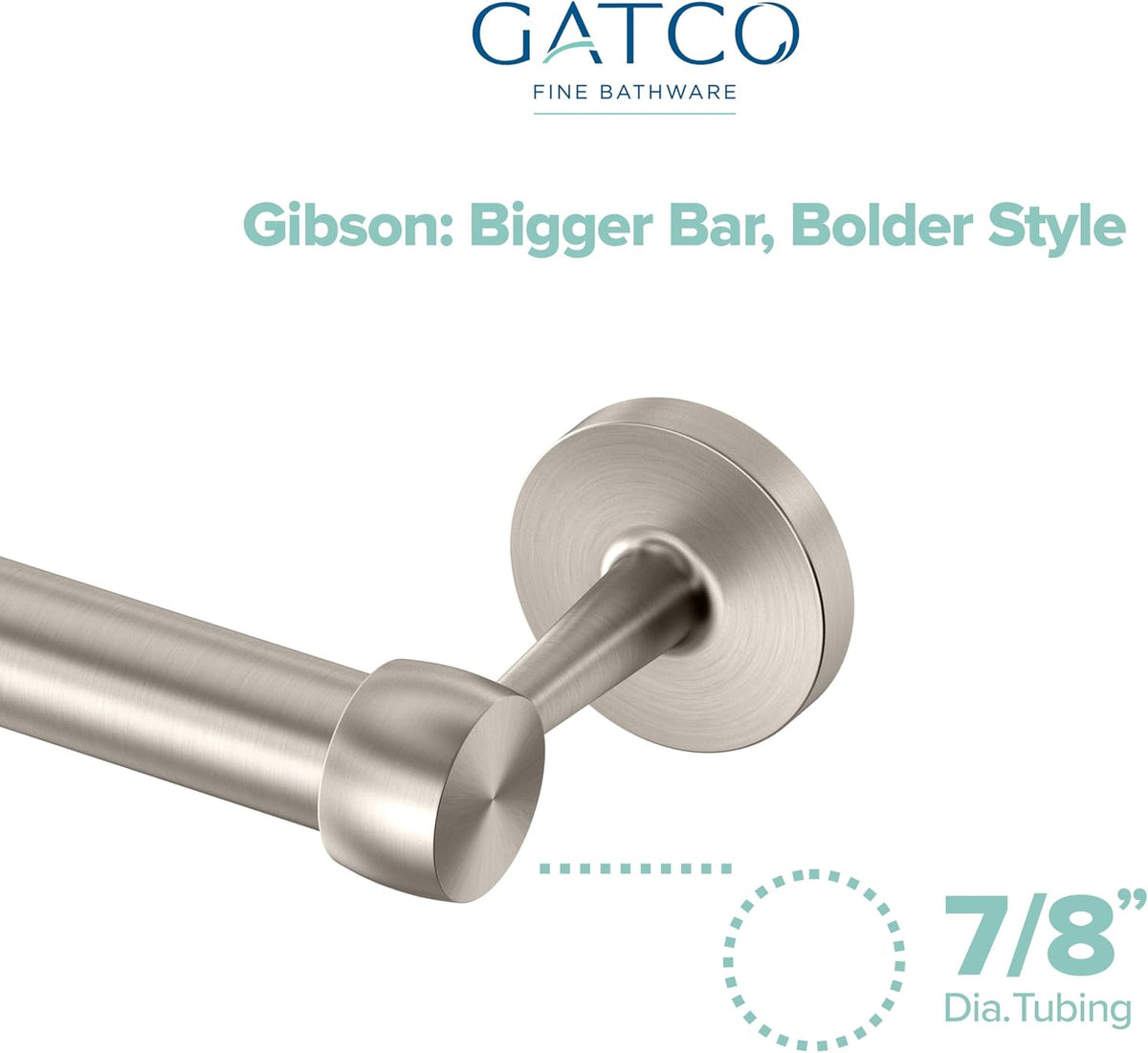 Gatco 5210SN Gibson Towel Bar, Satin Nickel Wall Mounted Bathroom Towel Holder Rack, Modern Bath Hardware Accessory