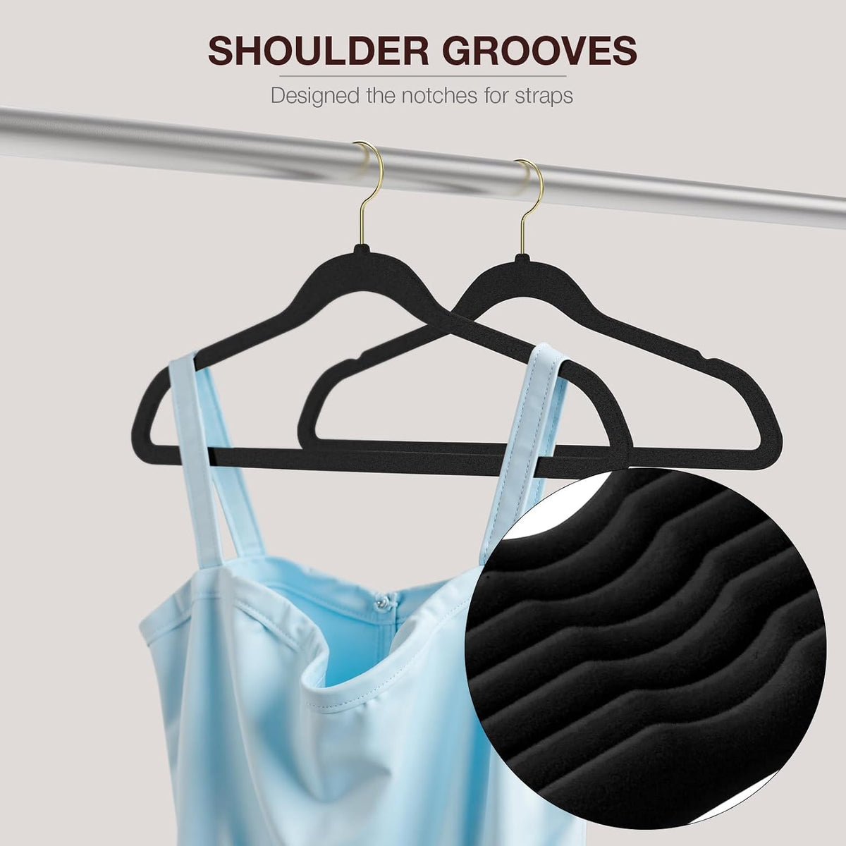 Korpai Velvet Hangers 100 Pack,Felt Hangers with Gold 360 Swivel Hook,Coat Hanger Non Slip,Heavy-Duty,Space Saving,Slim Clothes Hangers for Pants,Outfit,Skirts,Suits,Coats,Dresses ect.Black