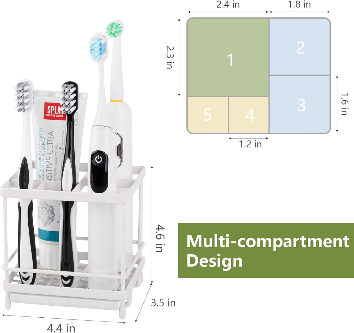 Electric Toothbrush Holders for Bathrooms Toothpaste Organizer, White