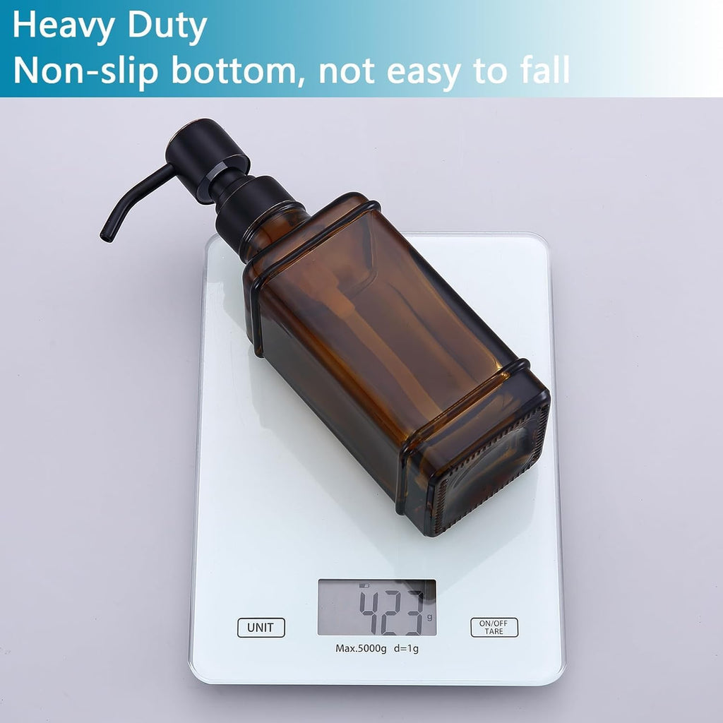 Soap Dispenser,10 Oz Antique Design Thick Glass Hand Dispensers; with 304 Rust Proof Stainless Steel Pump, for Kitchen, Bathroom- Oil Rubbed Bronze
