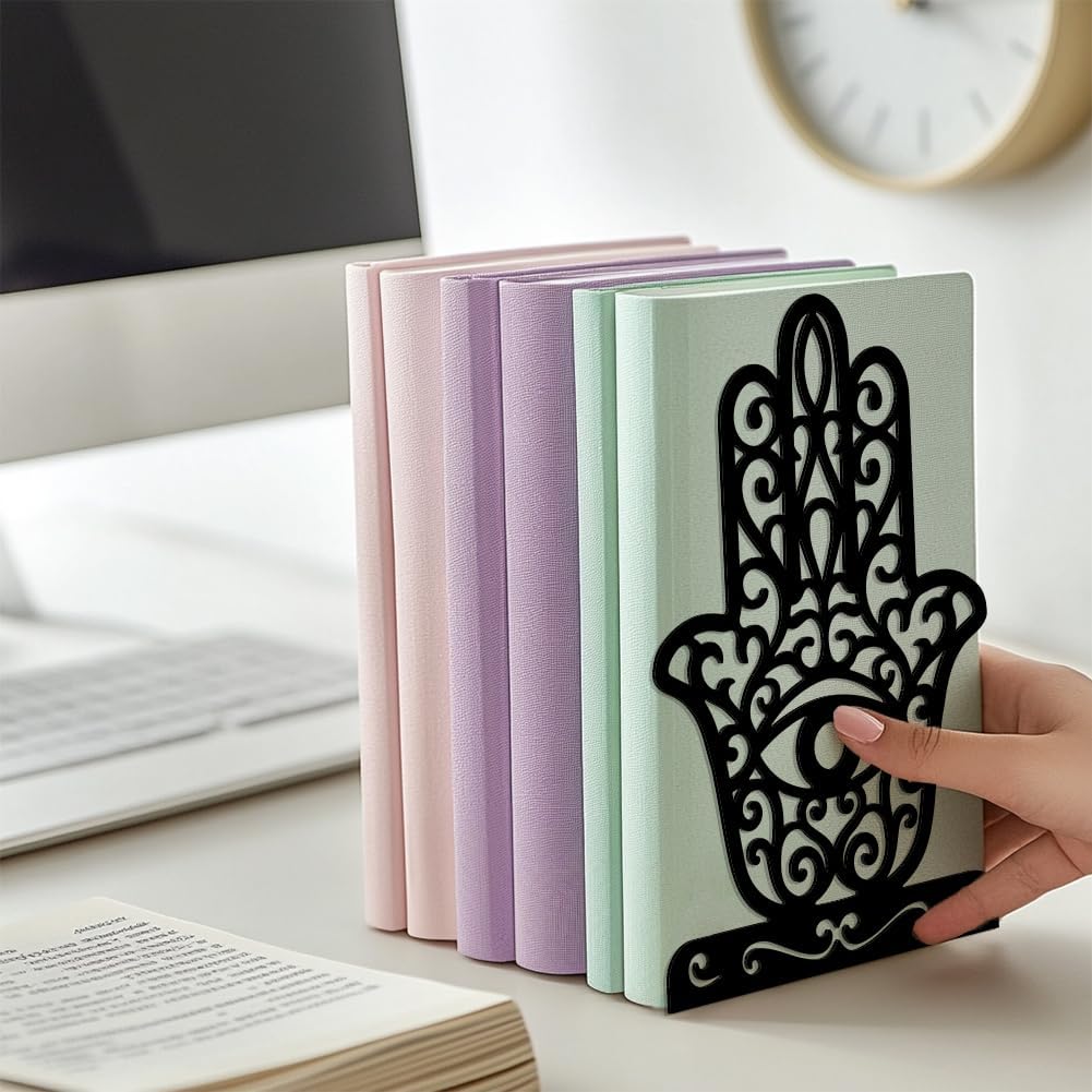 Peacoblue 5.3"x4.3"x7.9" Metal Bookends, Heavy Duty Book Ends for Shelves