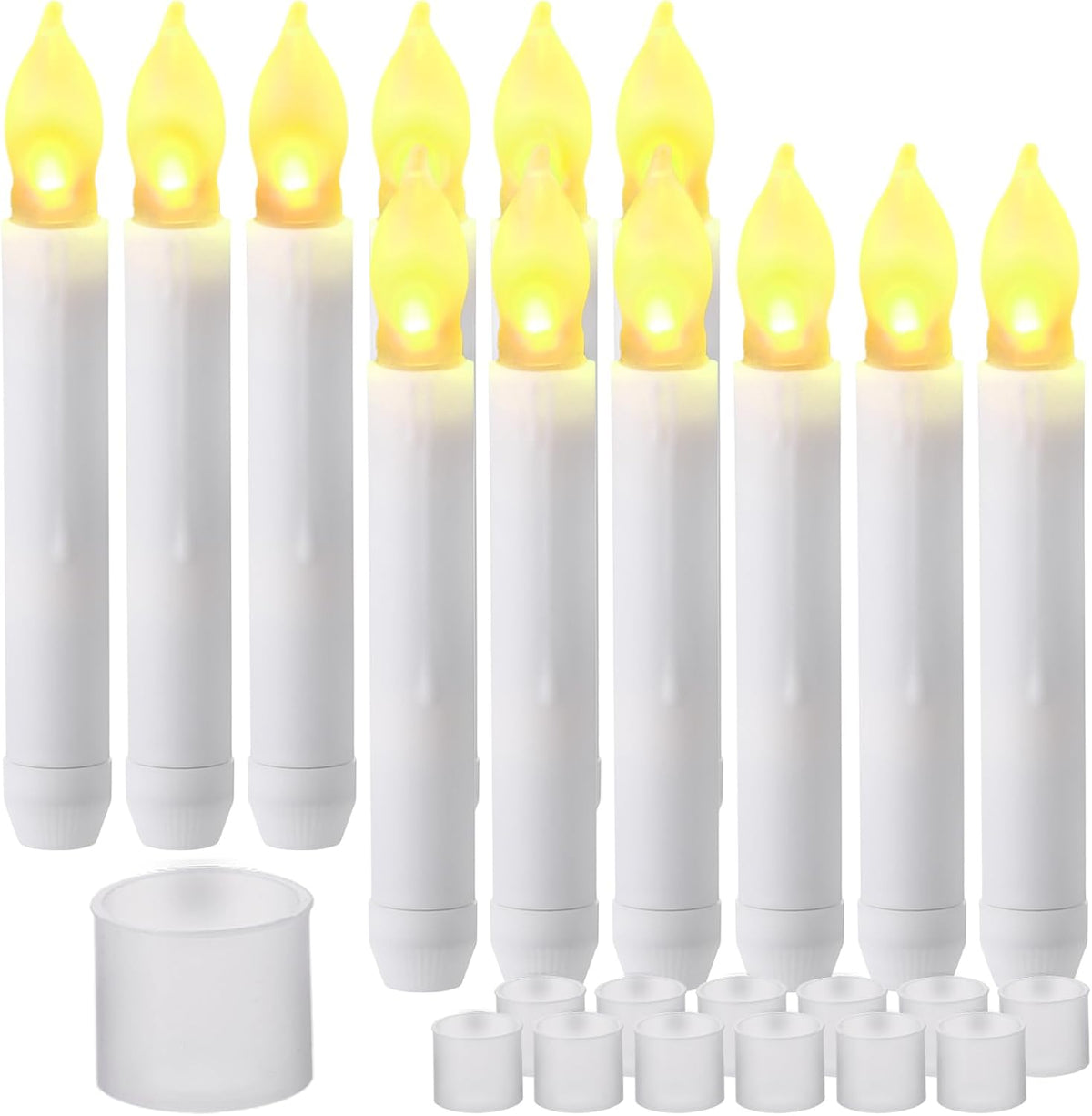 Remagr 12 Pcs Halloween LED Taper Candles Battery Operated, Warm White