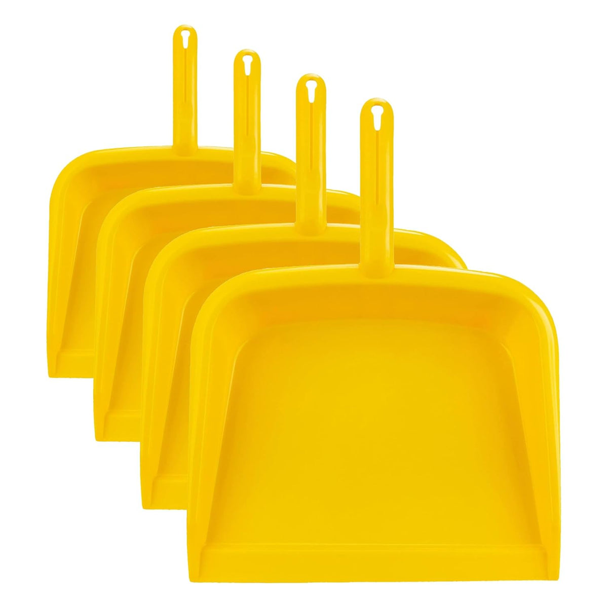 SPARTA Large Handheld Dustpan with Hanging Hole, Heavy-Duty Plastic Dustpan with Wide Lip for Countertops and Surfaces, Plastic, 10 Inches, Yellow (Pack of 4)