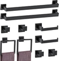 10-Piece Matte Black Bathroom Hardware Accessories Set Black Towel Bar Set Towel Holder Set Stainless Steel Wall-Mounted Towel Rack Set for Bathroom,23.6 Inch Towel Rails