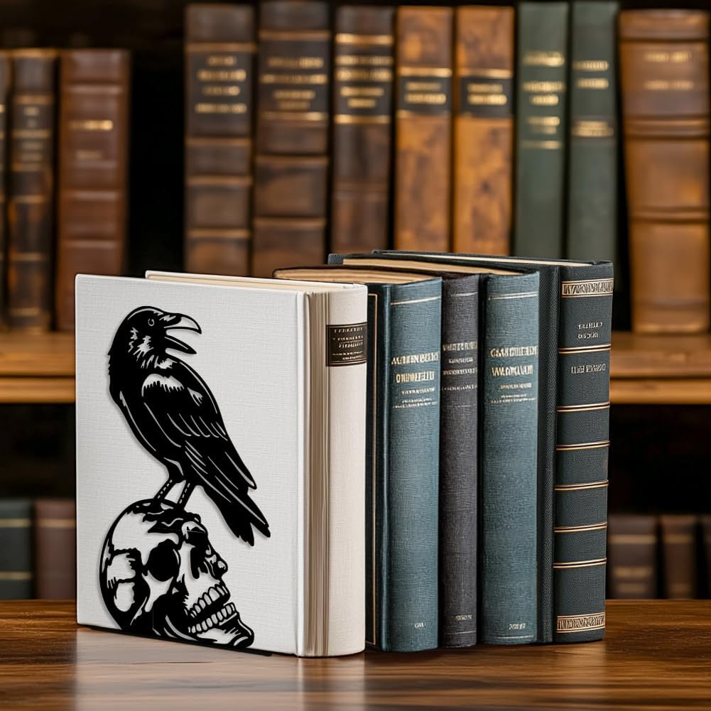Peacoblue 5.3"x4.3"x7.4" Metal Bookends, Heavy Duty Book Ends for Shelves