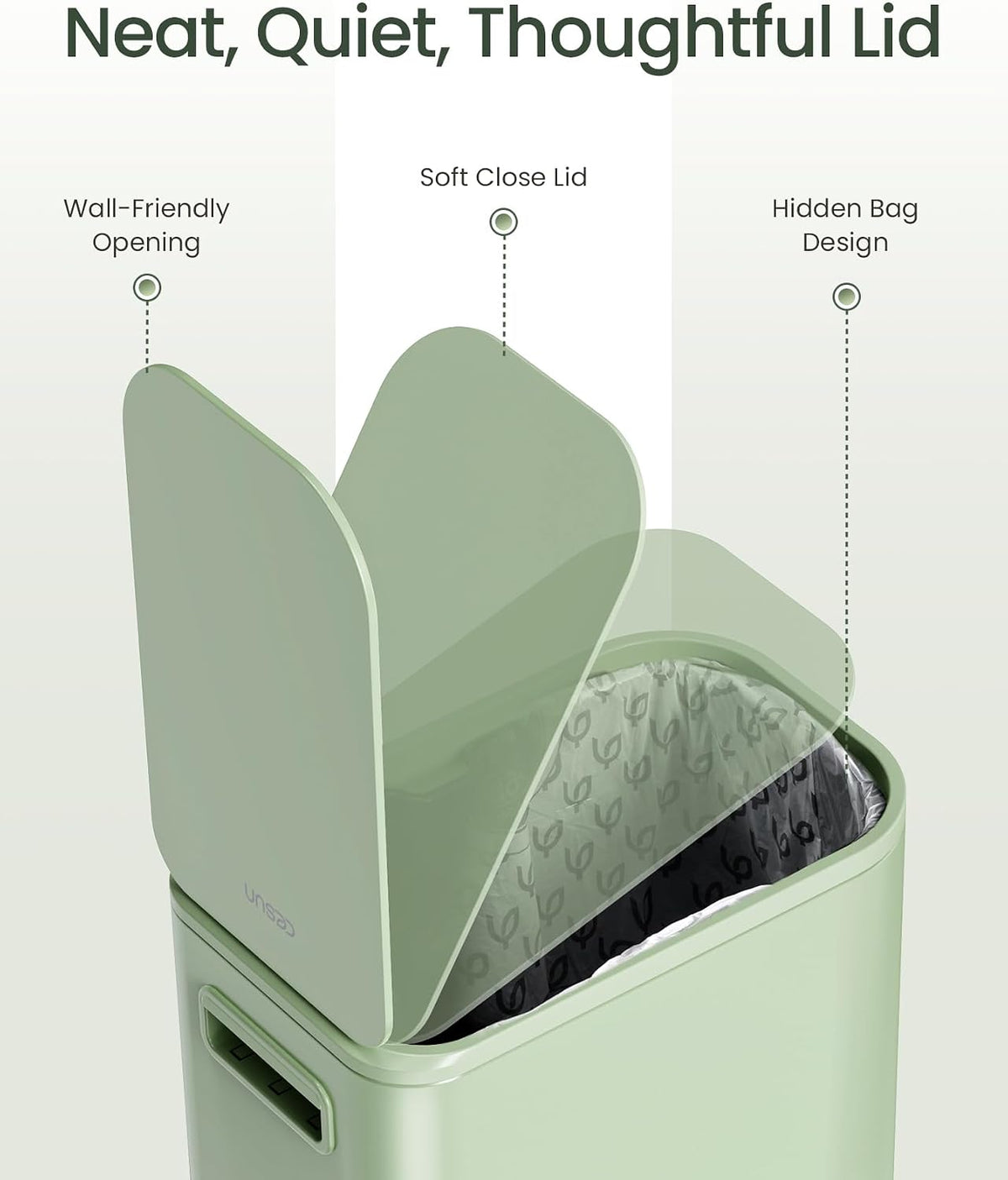 Cesun Small Bathroom Trash Can with Lid Soft Close & Pedal, 1.3 Gal, Green