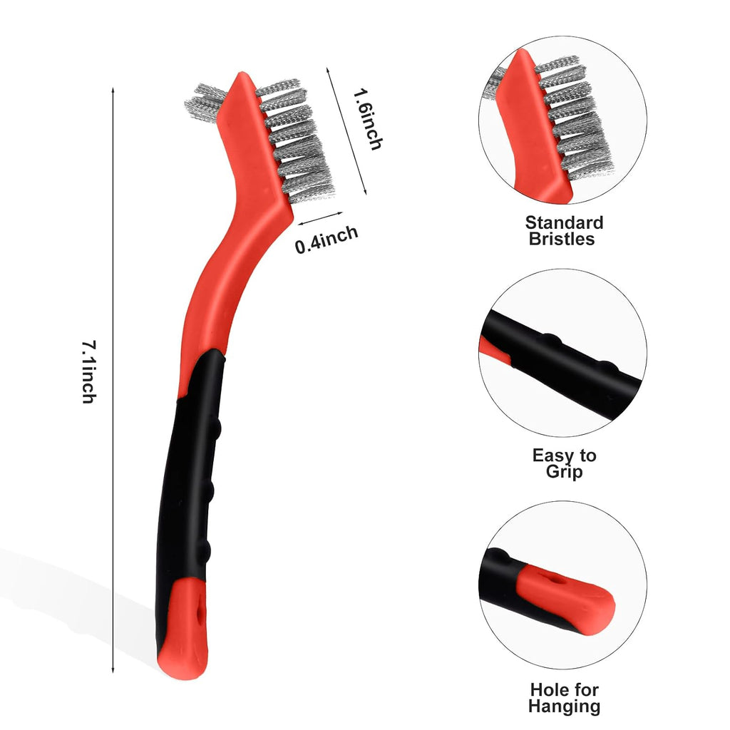MAXMAN Wire Brush Set 6Pcs, Small Scratch Brush, Rust Scrub Detailing