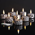 Eywamage Zebras Animal Pattern Flameless Tealights with Remote Batteries, Flickering LED Tea Votive Candles Set of 12