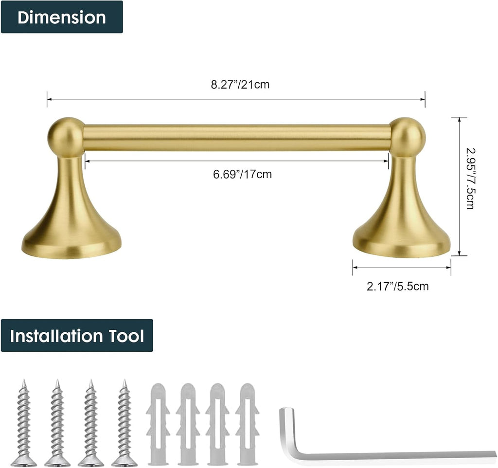 Hand Towel Bar Hand Towel Holder for Bathroom Brushed Gold