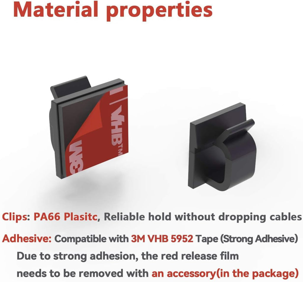 60Pack Cable Clips, Adhesive Wire Holder for Home Office, Black
